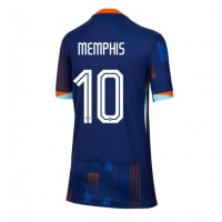 Nederländerna Memphis Depay #10 Bortatröja Kvinnor EM 2024 Korta ärmar